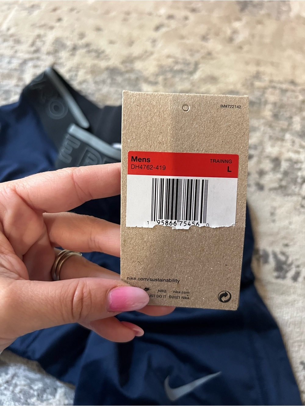 NWT Nike Navy Blue Pro Training Compression Bike Shorts Size Large - Picture 3 of 4